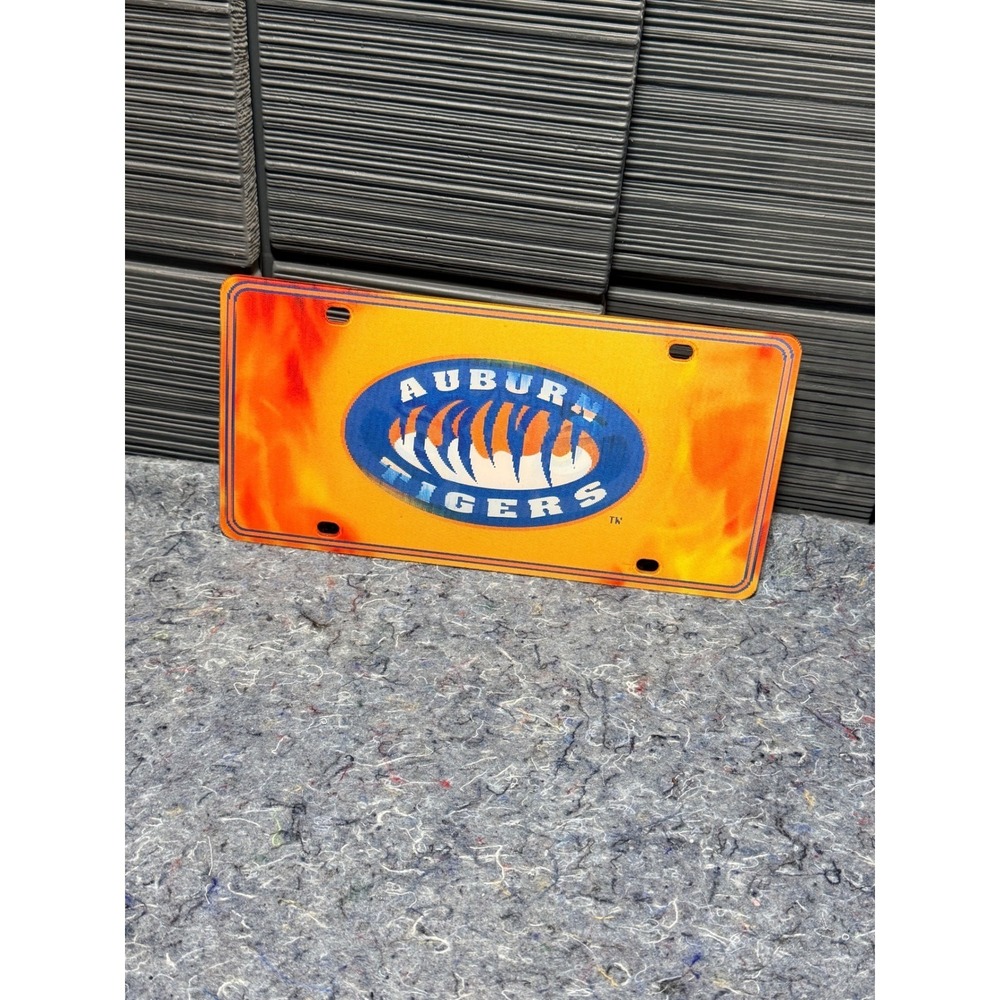 Auburn Tigers Flame Design Metal Hologram License Plate NEW Auto Accessory